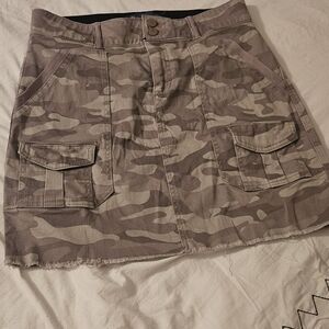 Democracy Beige Camouflage Mini Skirt